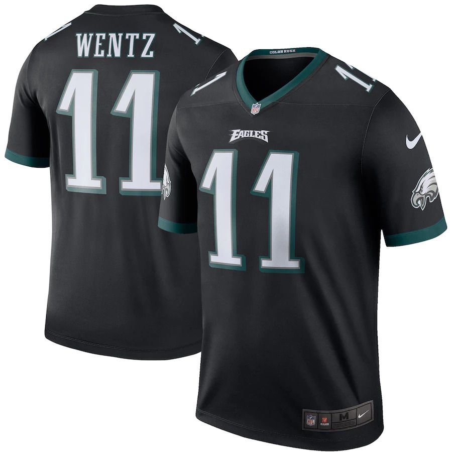 Men Philadelphia Eagles 11 Carson Wentz Nike Black Color Rush Legend NFL Jersey